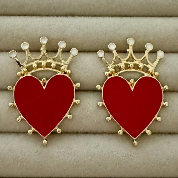 Dolls Kill Jewelry - ❤️👑 Red and Gold Queen of Hearts Stud Earrings